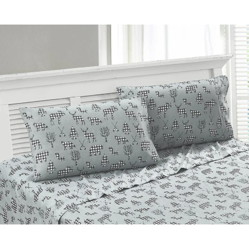 Queen - Size Sheet Sets with a European Pillowcase SetRustic Cabin- Ridge Grey Sheet Set Queen - Size Sheet Sets with a European Pillowcase SetRustic Cabin- Ridge Grey Sheet Set