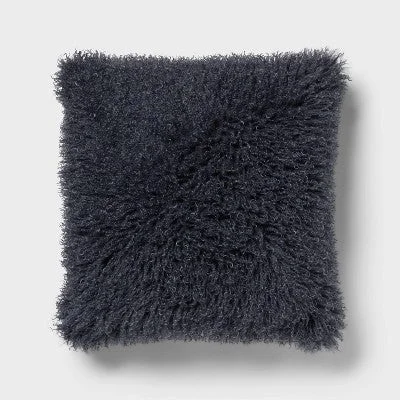 Bolster Pillows for Sofa DecorationNew - Euro Faux Mongolian Fur Decorative Throw Pillow Slate Blue - Threshold Bolster Pillows for Sofa DecorationNew - Euro Faux Mongolian Fur Decorative Throw Pillow Slate Blue - Threshold