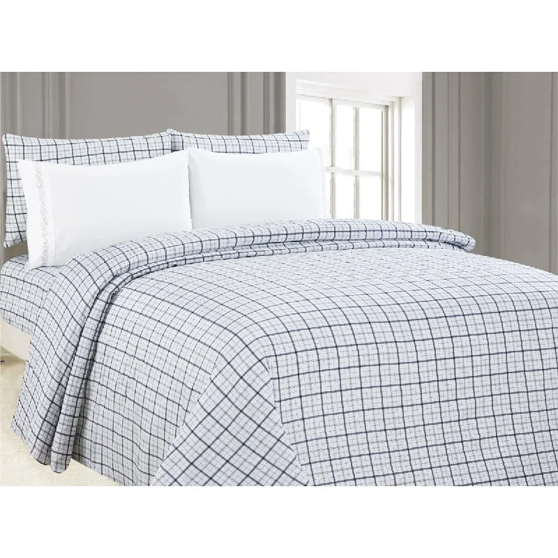 Twin - Size Sheet Sets with a Pillow Protector6-Piece Printed Sheet Set with Embroidered Pillowcases, Bank Plaid Twin - Size Sheet Sets with a Pillow Protector6-Piece Printed Sheet Set with Embroidered Pillowcases, Bank Plaid