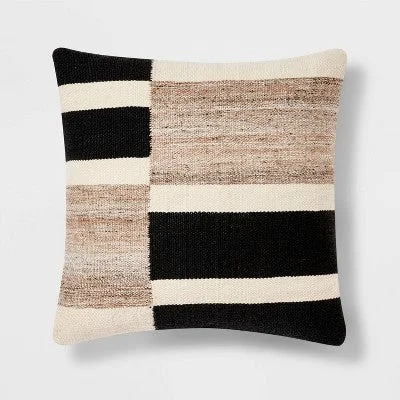 Cotton Pillows for Natural ComfortOpen Box - Oversized Blocked Woven Square Throw Pillow Black - Threshold Cotton Pillows for Natural ComfortOpen Box - Oversized Blocked Woven Square Throw Pillow Black - Threshold