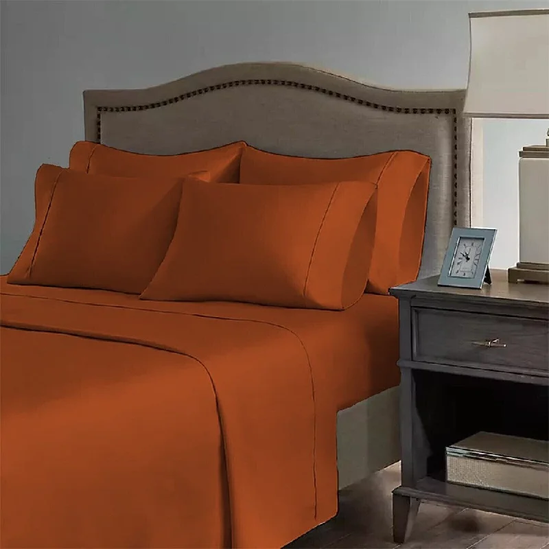 Wrinkle - Free Polyester Sheets for a Low - Maintenance Bed2200 Count 6 Pc Premium Bamboo Deep Pocket King Sheet Orange Wrinkle - Free Polyester Sheets for a Low - Maintenance Bed2200 Count 6 Pc Premium Bamboo Deep Pocket King Sheet Orange