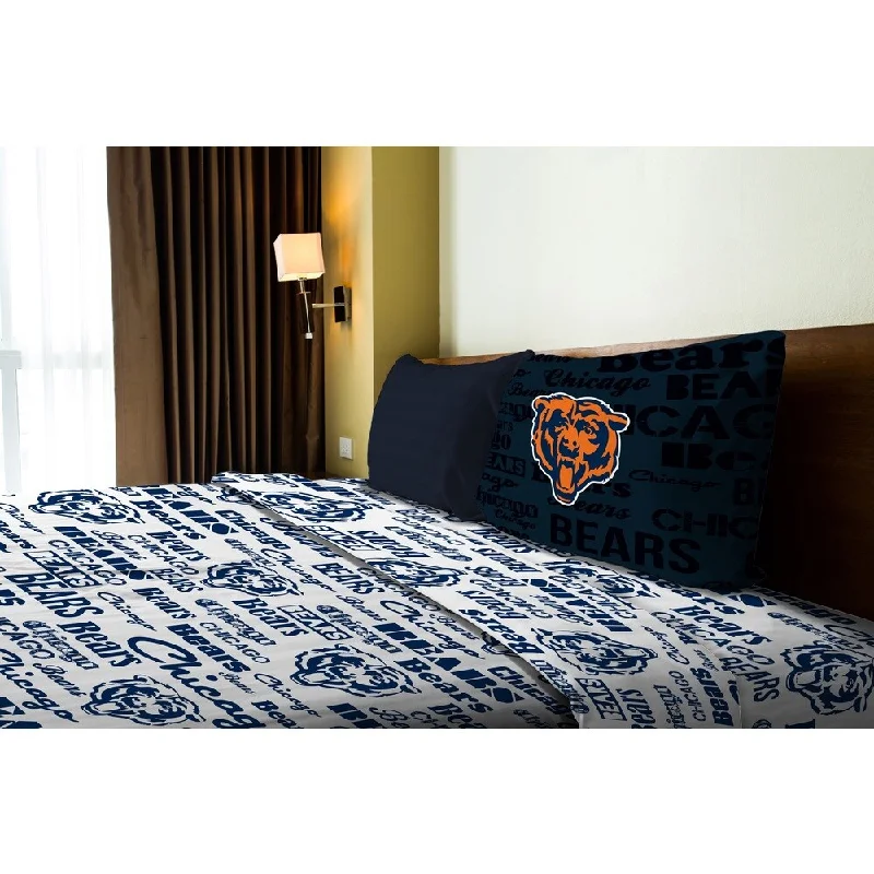 Queen - Size Sheet Sets with a European Pillowcase SetNFL 820 Bears Twin Sheet Set Anthem - Multi