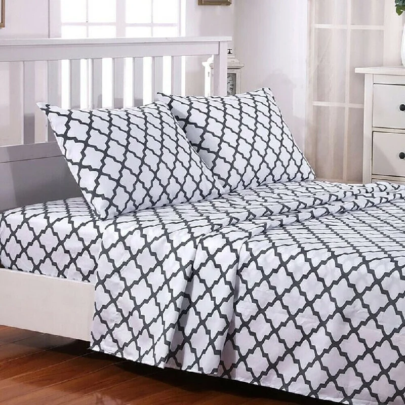 Anti - Pill Microfiber Sheets for a Smooth AppearanceEgyptian Comfort Bed Sheet Set 1800 Count 4 Piece CalKing White Grey Anti - Pill Microfiber Sheets for a Smooth AppearanceEgyptian Comfort Bed Sheet Set 1800 Count 4 Piece CalKing White Grey