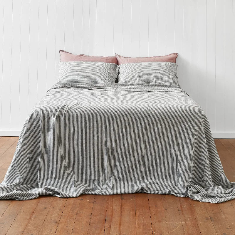 Rayon - Cotton Sheets for a Breathable and Soft BlendCoal Stripe Flat Sheet