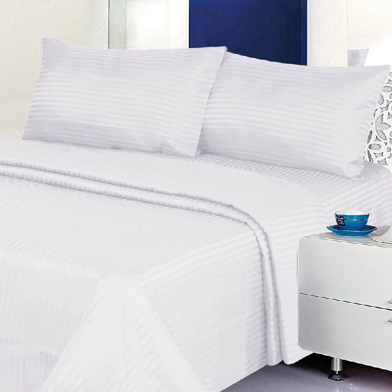 Quilted Cotton Sheets for a Warm and Inviting Bed1800 Count Deluxe 4-Piece Stripe Deep Pocket King Bed Sheet White Quilted Cotton Sheets for a Warm and Inviting Bed1800 Count Deluxe 4-Piece Stripe Deep Pocket King Bed Sheet White
