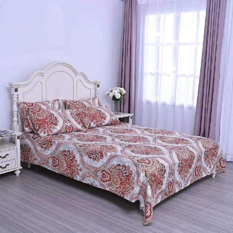 Jersey - Knit Sheets for a Comfortable and Casual BedHOMESMART Tropical Leaves Print Pattern Microfiber 6 Pcs Sheet Set Jersey - Knit Sheets for a Comfortable and Casual BedHOMESMART Tropical Leaves Print Pattern Microfiber 6 Pcs Sheet Set