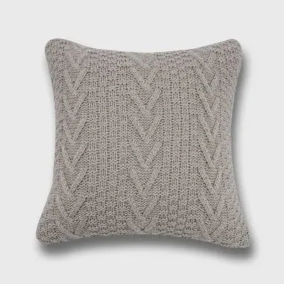 Travel Pillows for Long Journeys20"x20" Oversize Chunky Sweater Knit Square Throw Pillow Light Gray - Evergrace Travel Pillows for Long Journeys20"x20" Oversize Chunky Sweater Knit Square Throw Pillow Light Gray - Evergrace