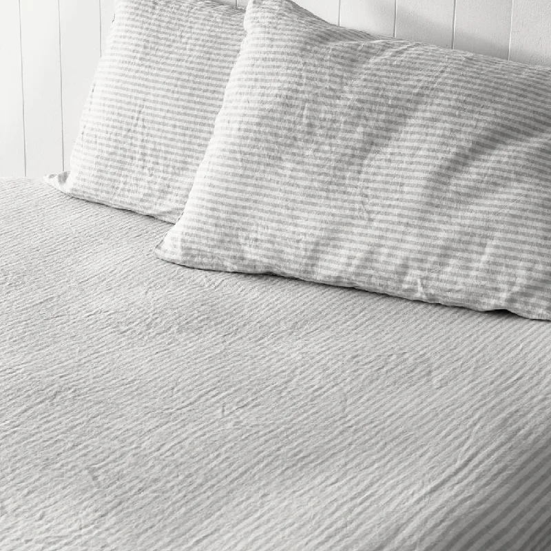 Organic Flannel Sheets for a Natural and Warm SleepMisty Bay Stripe Fitted Sheet