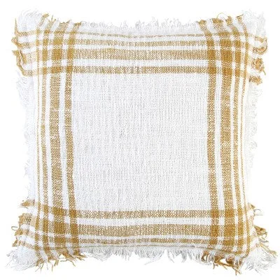 Firm Pillows for Side Sleepers18"x18" Poly Filled Plaid Square Throw Pillow Gold - Rizzy Home Firm Pillows for Side Sleepers18"x18" Poly Filled Plaid Square Throw Pillow Gold - Rizzy Home
