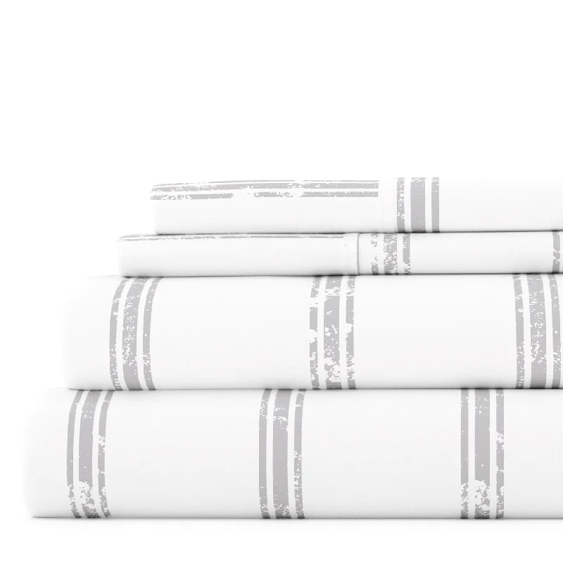 Polyester - Cotton Blend Sheets for Durability and ComfortDistressed Line Light Gray Pattern Sheet Set Ultra Soft Microfiber Bedding, King Polyester - Cotton Blend Sheets for Durability and ComfortDistressed Line Light Gray Pattern Sheet Set Ultra Soft Microfiber Bedding, King