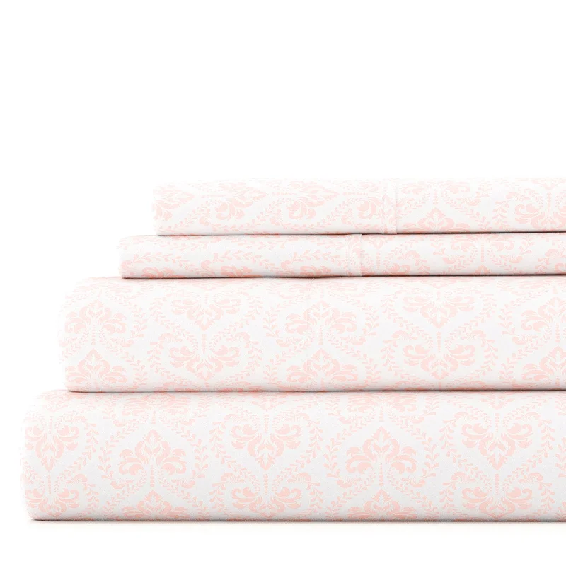 Jersey - Knit Sheets for a Comfortable and Casual BedClassic in Pink Pattern Sheet Set Ultra Soft Microfiber Bedding, Full Jersey - Knit Sheets for a Comfortable and Casual BedClassic in Pink Pattern Sheet Set Ultra Soft Microfiber Bedding, Full