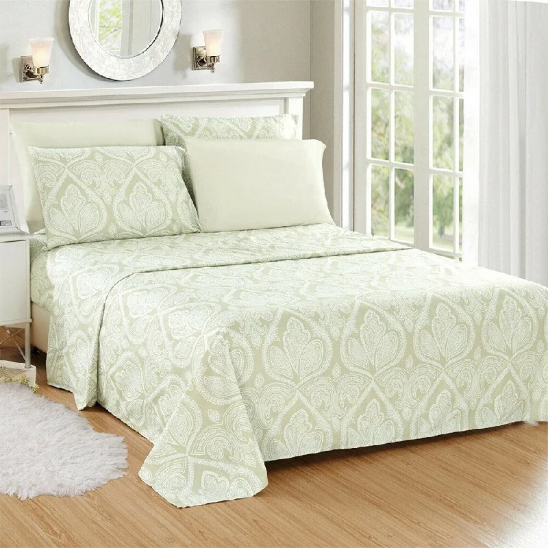 Twin - Size Sheet Sets with a Pillow ProtectorLuxury 6 Piece Bed Sheet Set 1800 Count Paisley Queen Ivory Twin - Size Sheet Sets with a Pillow ProtectorLuxury 6 Piece Bed Sheet Set 1800 Count Paisley Queen Ivory