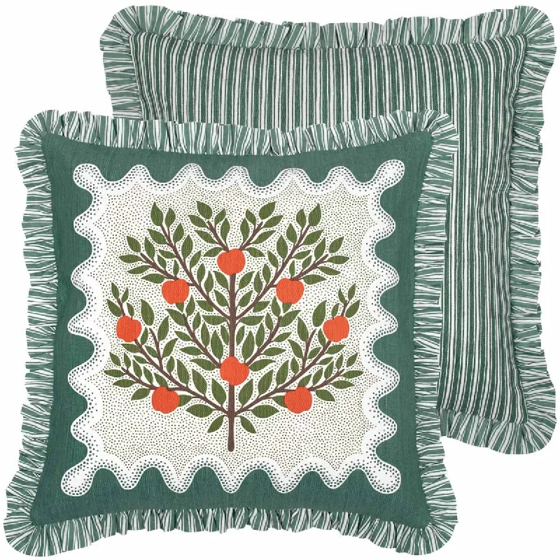 Square Pillows for Modern Home DecorApple Tree Ruffle Cushion Cover