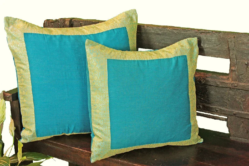 Soft and Fluffy Pillows for Bedroom ComfortTurquoise Art Silk Pillow Cover