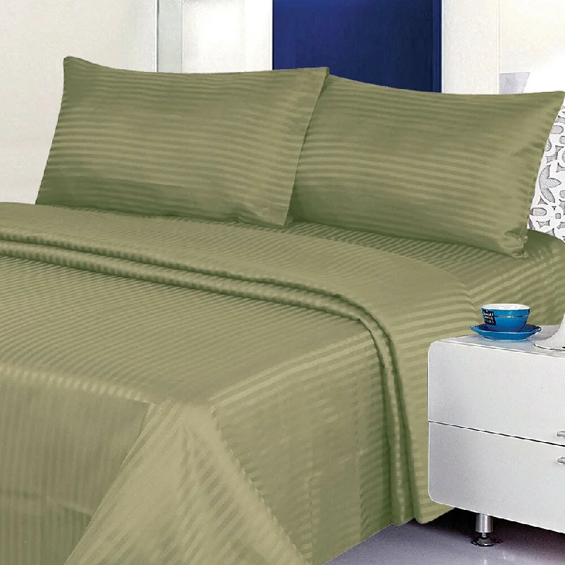 Rayon - Cotton Sheets for a Breathable and Soft Blend1800 Count Deluxe 4-Piece Stripe Deep Pocket King Bed Sheet Green Rayon - Cotton Sheets for a Breathable and Soft Blend1800 Count Deluxe 4-Piece Stripe Deep Pocket King Bed Sheet Green