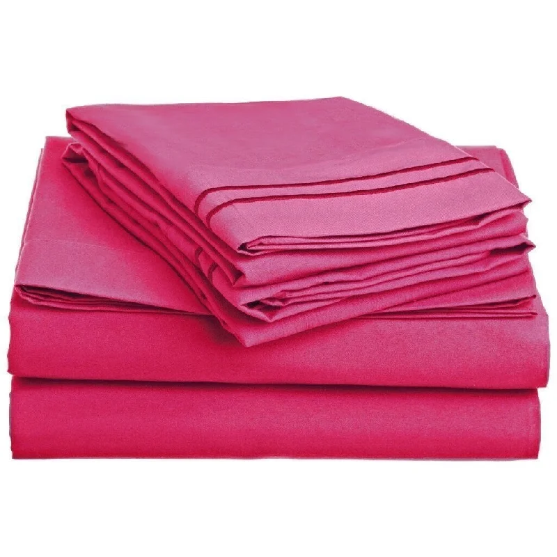 Flat Sheets with a High - Quality Finish for a Luxurious LookDaily Boutik Queen size 4-Piece Sheet Set in Pink Polyester Microfiber Flat Sheets with a High - Quality Finish for a Luxurious LookDaily Boutik Queen size 4-Piece Sheet Set in Pink Polyester Microfiber