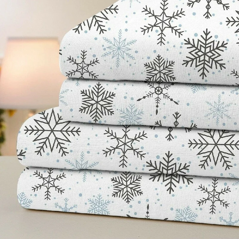 Rayon - Cotton Sheets for a Breathable and Soft Blend100% Cotton Printed Flannel Soft Deep Pocket Full Grey Snowflakes Rayon - Cotton Sheets for a Breathable and Soft Blend100% Cotton Printed Flannel Soft Deep Pocket Full Grey Snowflakes