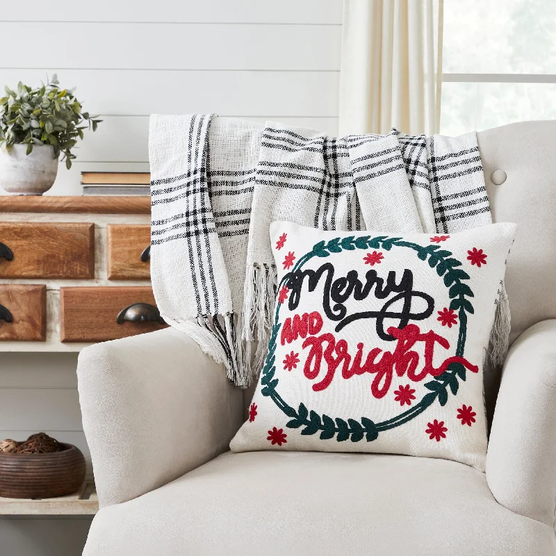 Down Alternative Pillows for Ethical ChoicesMerry and Bright Embroidered Pillow