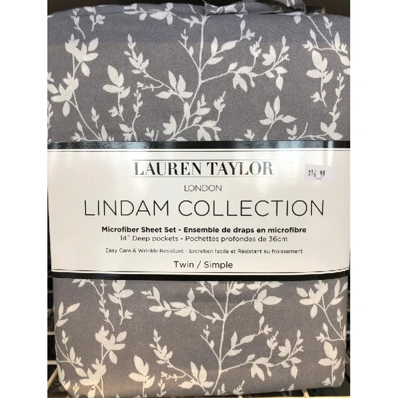 Sheet Sets with Multiple Pillowcase OptionsLauren Taylor- Grey Floral MF Sheet Set