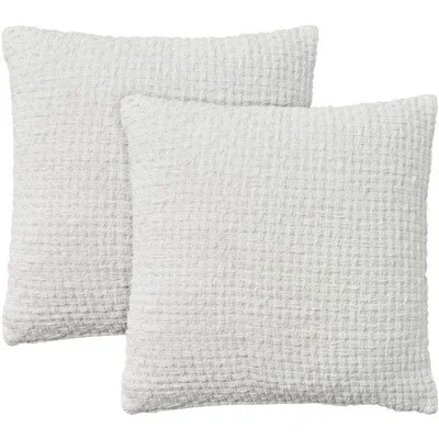 Plush Pillows for a Cozy BedNew - Mina Victory Lifestyle Woven Chenille 18" x 18" Set of 2 Indoor Throw Pillow White Plush Pillows for a Cozy BedNew - Mina Victory Lifestyle Woven Chenille 18" x 18" Set of 2 Indoor Throw Pillow White