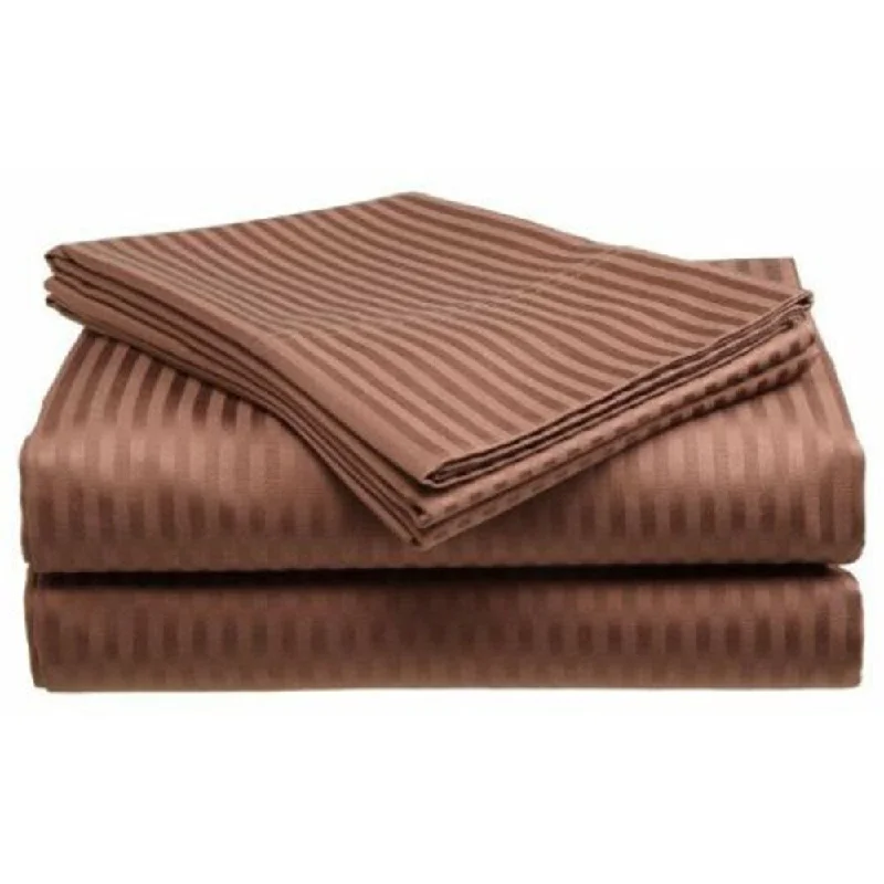 Fitted Sheets with Reinforced Corners for Long - Lasting Use400 Thread Count Deluxe Cotton Dobby Stripe Twin Bed Sheet Coffee Fitted Sheets with Reinforced Corners for Long - Lasting Use400 Thread Count Deluxe Cotton Dobby Stripe Twin Bed Sheet Coffee