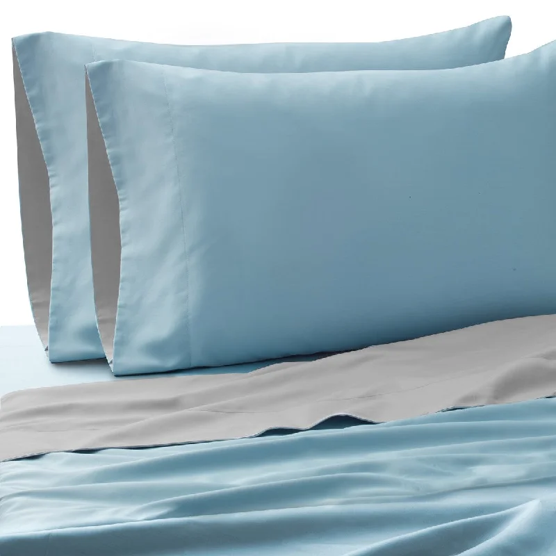 Twin - Size Sheet Sets with a Pillow ProtectorFLIP Reversible Sheet Set w bonus pcases Aqua/Silver by Grace Home Fashions Twin - Size Sheet Sets with a Pillow ProtectorFLIP Reversible Sheet Set w bonus pcases Aqua/Silver by Grace Home Fashions