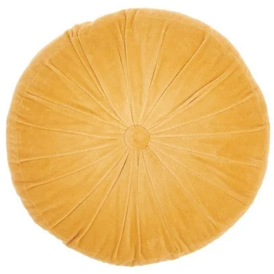 Adjustable Pillows for Customized ComfortNew - 16" Ruched Velvet Round Throw Pillow Yellow - Mina Victory Adjustable Pillows for Customized ComfortNew - 16" Ruched Velvet Round Throw Pillow Yellow - Mina Victory