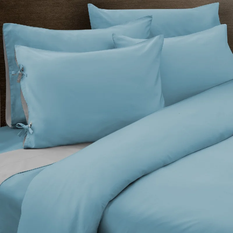Queen - Size Sheet Sets with a European Pillowcase SetFLIP Totally Reversible Mini DVT Set Aqua/Silver by Grace Home Fashions Queen - Size Sheet Sets with a European Pillowcase SetFLIP Totally Reversible Mini DVT Set Aqua/Silver by Grace Home Fashions