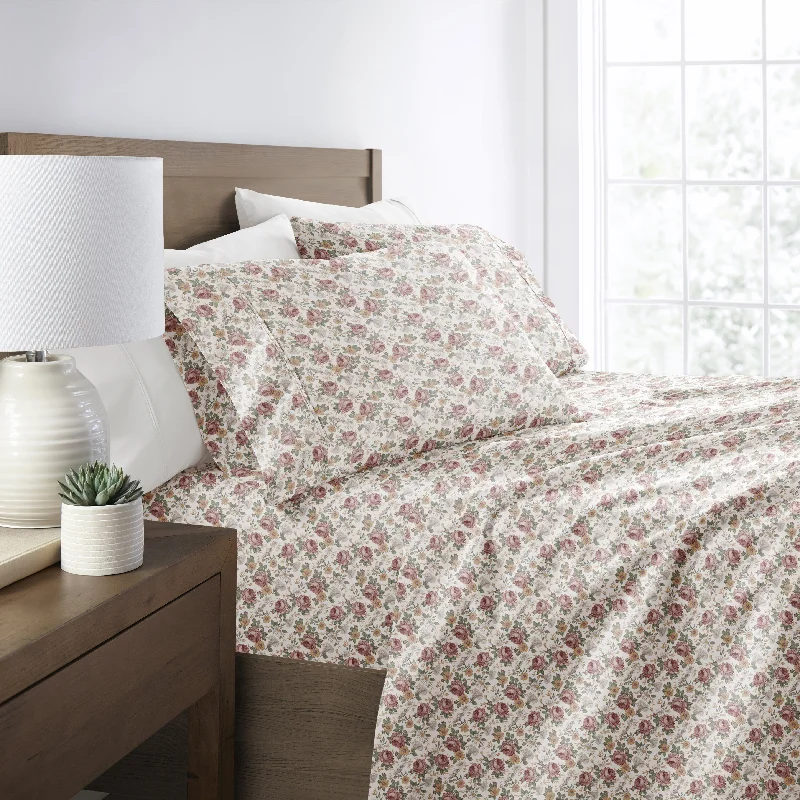 King - Size Sheet Sets with a Decorative Pillow SetPrinted Garden 4-Piece Sheet Set