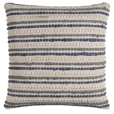 Round Pillows for Boho-Style InteriorsNew - 20"x20" Oversize Striped Square Throw Pillow Cover Blue - Rizzy Home