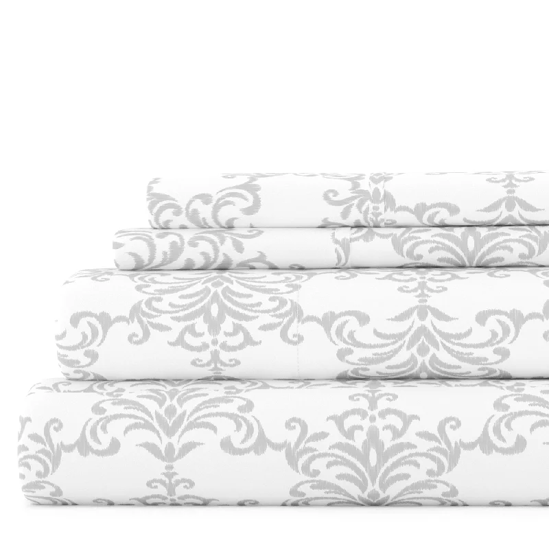 Fitted Sheets with Reinforced Corners for Long - Lasting UseSoft Bouquet Light Gray Pattern Sheet Set Ultra Soft Microfiber Bedding, Twin Fitted Sheets with Reinforced Corners for Long - Lasting UseSoft Bouquet Light Gray Pattern Sheet Set Ultra Soft Microfiber Bedding, Twin