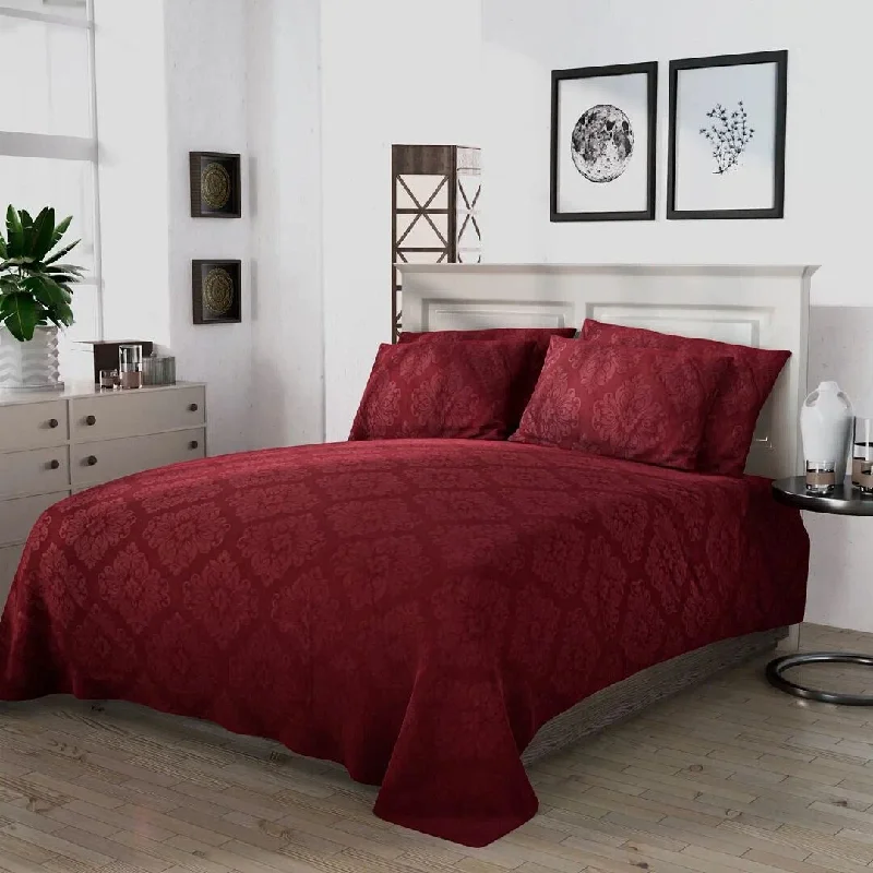 Twin - Size Sheet Sets with a Pillow ProtectorHOMESMART Burgundy Polyester Embossed 6pcs Durable Sheet Set Mothers Twin - Size Sheet Sets with a Pillow ProtectorHOMESMART Burgundy Polyester Embossed 6pcs Durable Sheet Set Mothers