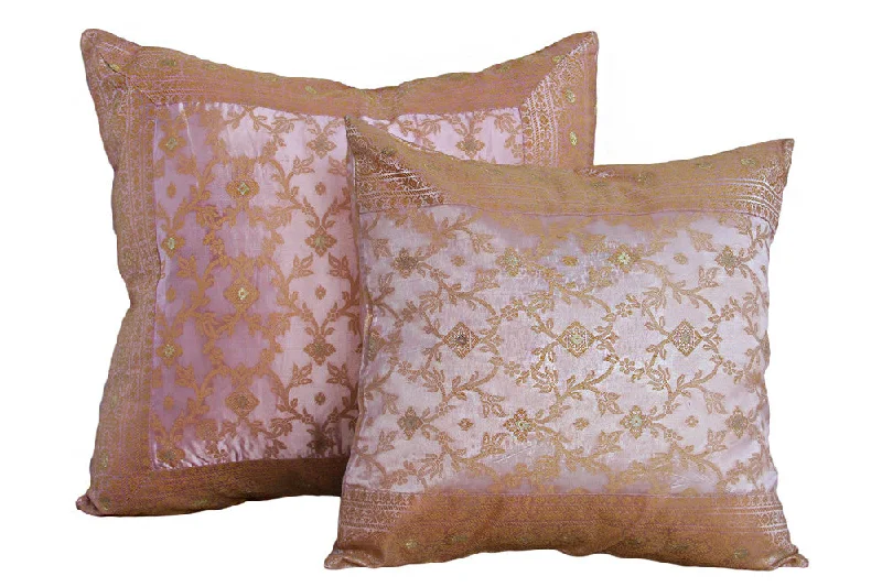 Soft and Fluffy Pillows for Bedroom ComfortPink and Gold Kela Sari Pillow Cover