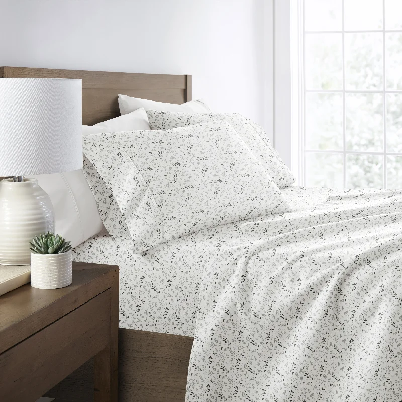 Fitted Sheets with Reinforced Corners for Long - Lasting Use4-Piece Printed Eucalyptus Floral Sheet Set Fitted Sheets with Reinforced Corners for Long - Lasting Use4-Piece Printed Eucalyptus Floral Sheet Set