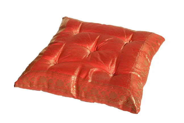 Soft and Fluffy Pillows for Bedroom ComfortRed  raj Meditation Tufted Cushion