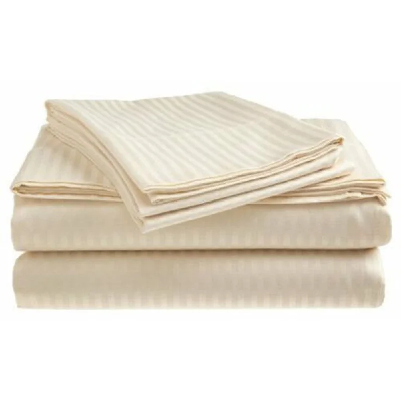 Rayon - Cotton Sheets for a Breathable and Soft Blend400 Thread Count Deluxe Cotton Dobby Stripe Twin Bed Sheet Beige Rayon - Cotton Sheets for a Breathable and Soft Blend400 Thread Count Deluxe Cotton Dobby Stripe Twin Bed Sheet Beige