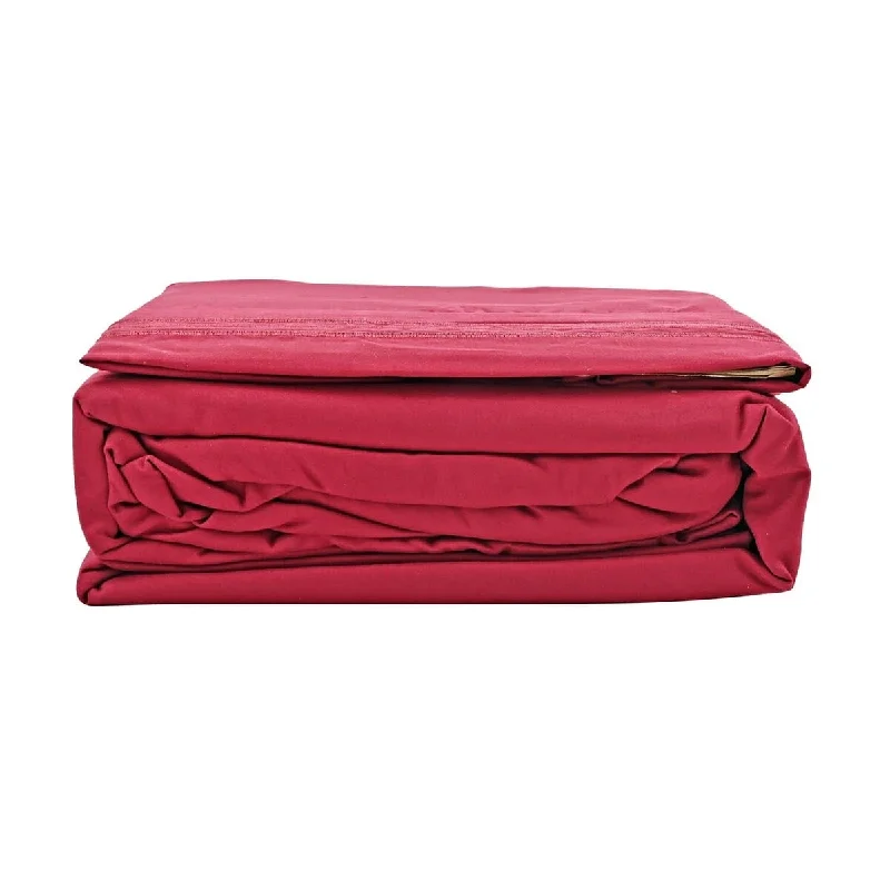 Rayon - Cotton Sheets for a Breathable and Soft Blend2200 Series 80 GSM Burgundy Microfiber 4pc Sheet Set -King Gifts Rayon - Cotton Sheets for a Breathable and Soft Blend2200 Series 80 GSM Burgundy Microfiber 4pc Sheet Set -King Gifts