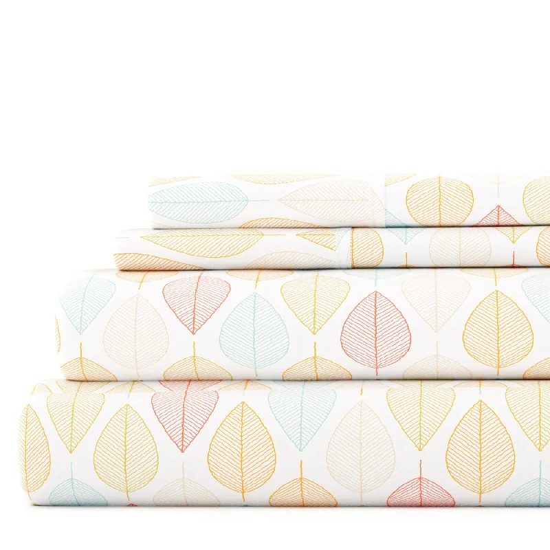 Rayon - Cotton Sheets for a Breathable and Soft BlendFall Foliage Yellow Pattern Sheet Set Ultra Soft Microfiber Bedding, King Rayon - Cotton Sheets for a Breathable and Soft BlendFall Foliage Yellow Pattern Sheet Set Ultra Soft Microfiber Bedding, King