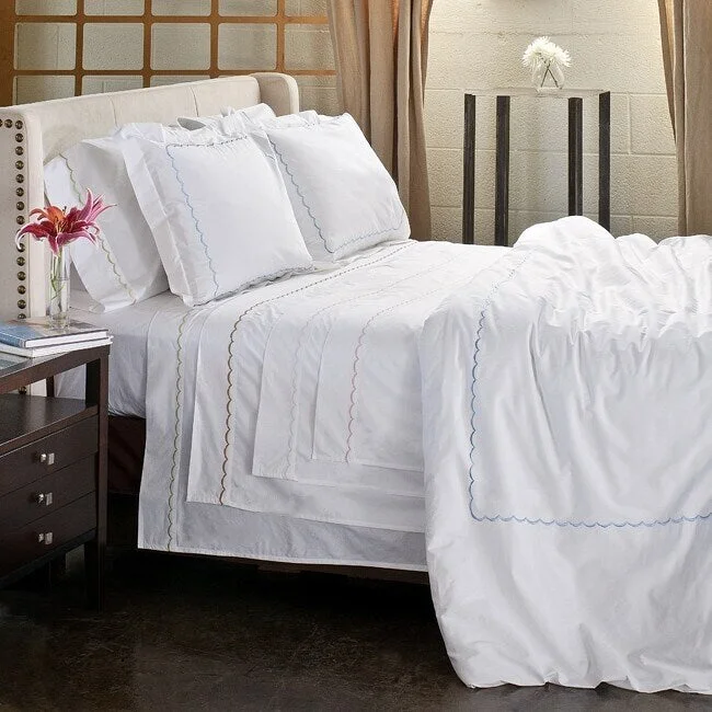 Wrinkle - Free Polyester Sheets for a Low - Maintenance BedScallop Embroidery 300 Thread Count Cotton Percale Sheet Set Wrinkle - Free Polyester Sheets for a Low - Maintenance BedScallop Embroidery 300 Thread Count Cotton Percale Sheet Set