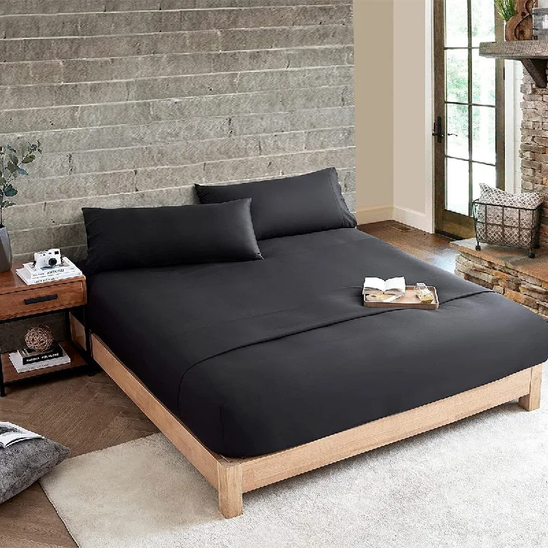 Wrinkle - Free Polyester Sheets for a Low - Maintenance BedSnorze® Cloud Sheet Set - Coma Inducer® Ultra Cozy - Black Wrinkle - Free Polyester Sheets for a Low - Maintenance BedSnorze® Cloud Sheet Set - Coma Inducer® Ultra Cozy - Black