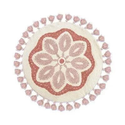 Down Alternative Pillows for Ethical ChoicesNew - Crane Baby Cotton Round Throw Pillow - Parker Mandala Down Alternative Pillows for Ethical ChoicesNew - Crane Baby Cotton Round Throw Pillow - Parker Mandala