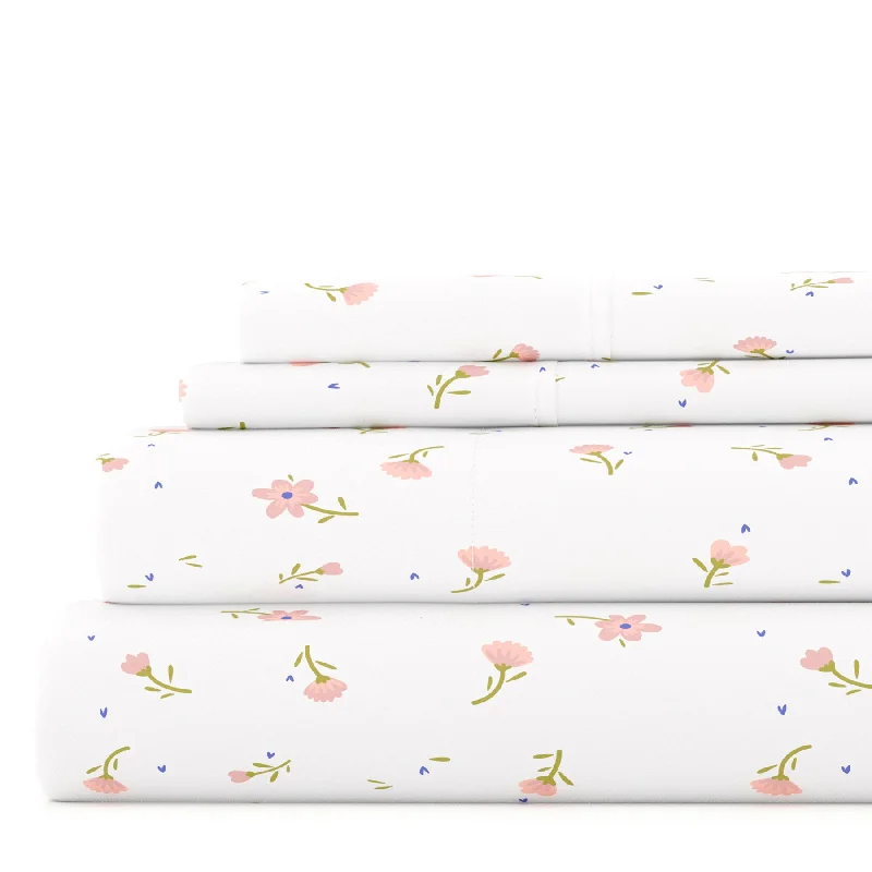 Wrinkle - Free Polyester Sheets for a Low - Maintenance BedSoft Floral Pink Pattern Sheet Set Ultra Soft Microfiber Bedding Wrinkle - Free Polyester Sheets for a Low - Maintenance BedSoft Floral Pink Pattern Sheet Set Ultra Soft Microfiber Bedding