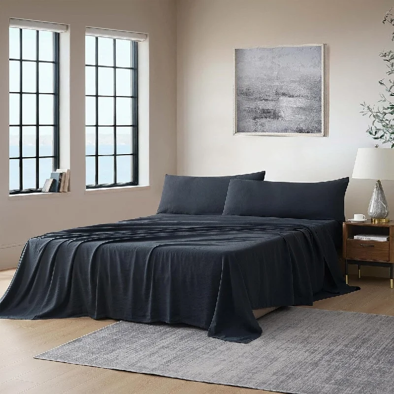 Flat Sheets with a High - Quality Finish for a Luxurious LookDark Sky Reserve® - Bamboo Linen Sheet Set - Portugal Made - Nightfall Navy Flat Sheets with a High - Quality Finish for a Luxurious LookDark Sky Reserve® - Bamboo Linen Sheet Set - Portugal Made - Nightfall Navy