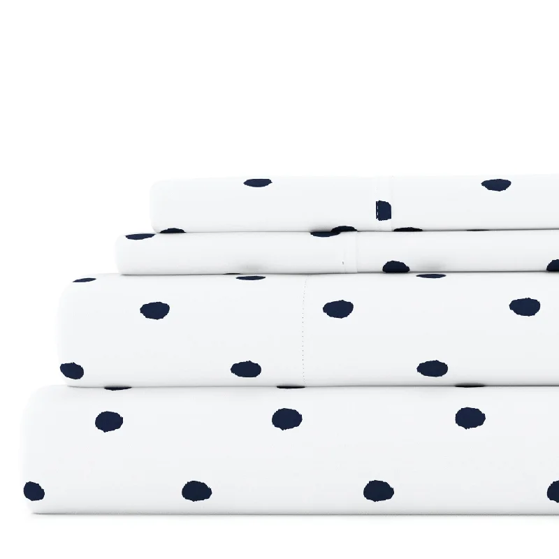 Rayon - Cotton Sheets for a Breathable and Soft BlendDots Navy Pattern Sheet Set Ultra Soft Microfiber Bedding Rayon - Cotton Sheets for a Breathable and Soft BlendDots Navy Pattern Sheet Set Ultra Soft Microfiber Bedding