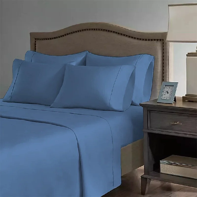 Sheet Sets with Multiple Pillowcase Options2200 Count 6 Pc Premium Bamboo Deep Pocket CalKing Sheet Oxford Blue Sheet Sets with Multiple Pillowcase Options2200 Count 6 Pc Premium Bamboo Deep Pocket CalKing Sheet Oxford Blue