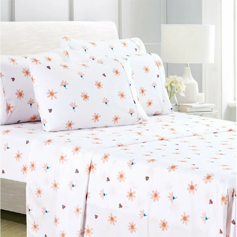 Flat Sheets with a High - Quality Finish for a Luxurious Look6-Piece Egyptian Comfort 1800 Series Ultra Full Pinky Floral Flat Sheets with a High - Quality Finish for a Luxurious Look6-Piece Egyptian Comfort 1800 Series Ultra Full Pinky Floral