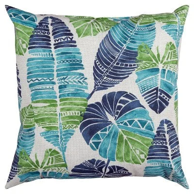 Plush Pillows for a Cozy BedNew - 22"x22" Oversize Poly-Filled Leaf Pattern Botanical Indoor/Outdoor Square Throw Pillow Blue - Rizzy Home Plush Pillows for a Cozy BedNew - 22"x22" Oversize Poly-Filled Leaf Pattern Botanical Indoor/Outdoor Square Throw Pillow Blue - Rizzy Home