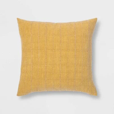 Kids Pillows with Fun DesignsOpen Box - Oversized Woven Washed Windowpane Square Throw Pillow Yellow - Threshold Kids Pillows with Fun DesignsOpen Box - Oversized Woven Washed Windowpane Square Throw Pillow Yellow - Threshold