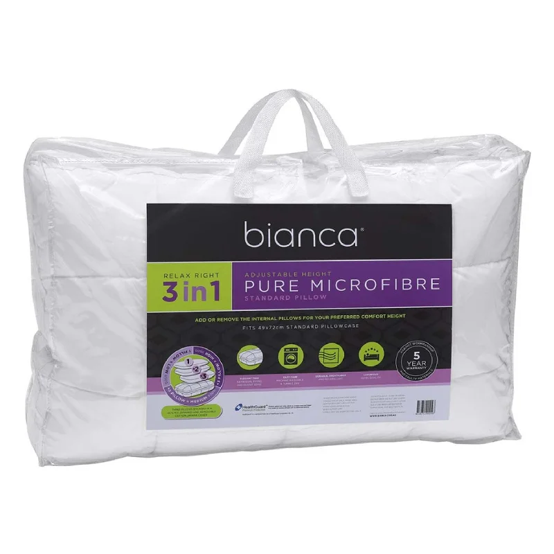 Soft and Fluffy Pillows for Bedroom ComfortBianca Relax Right Microfibre 3 in 1