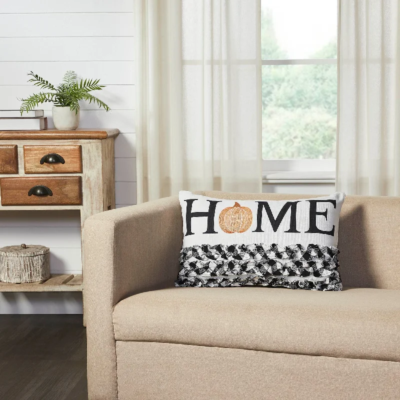 Kids Pillows with Fun DesignsAnnie Black Check Home Pumpkin Ruffle Pillow